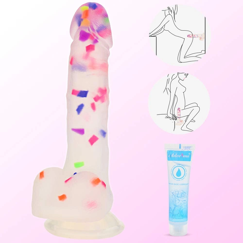 7.7 Inch Colorful Liquid Realistic Suction Cup Dildo