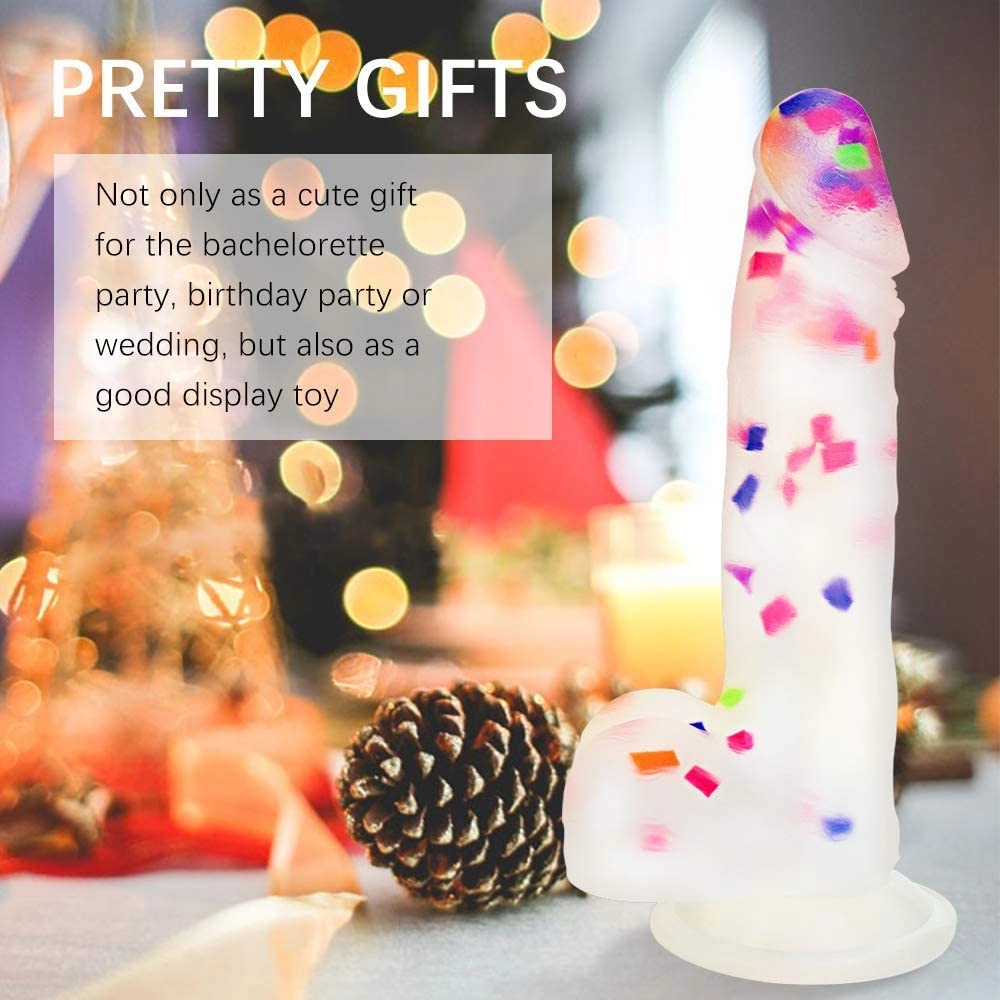 7.7 Inch Colorful Liquid Realistic Suction Cup Dildo