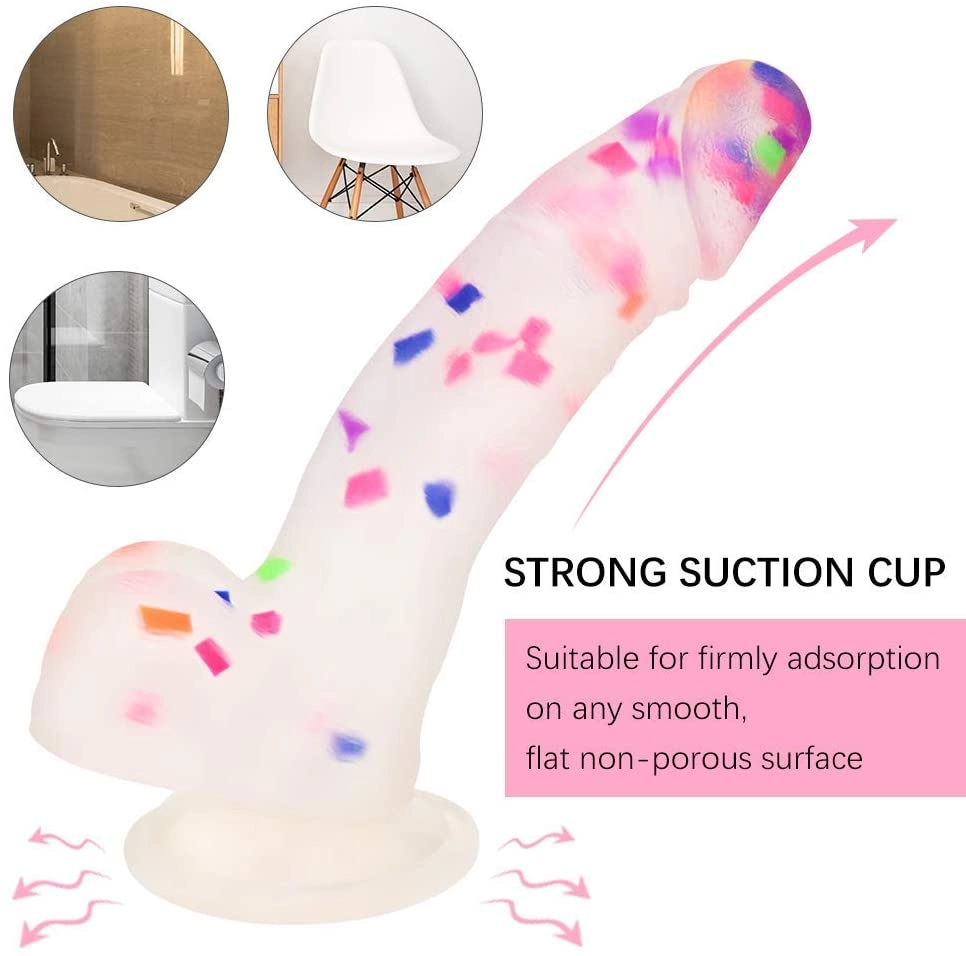 7.7 Inch Colorful Liquid Realistic Suction Cup Dildo