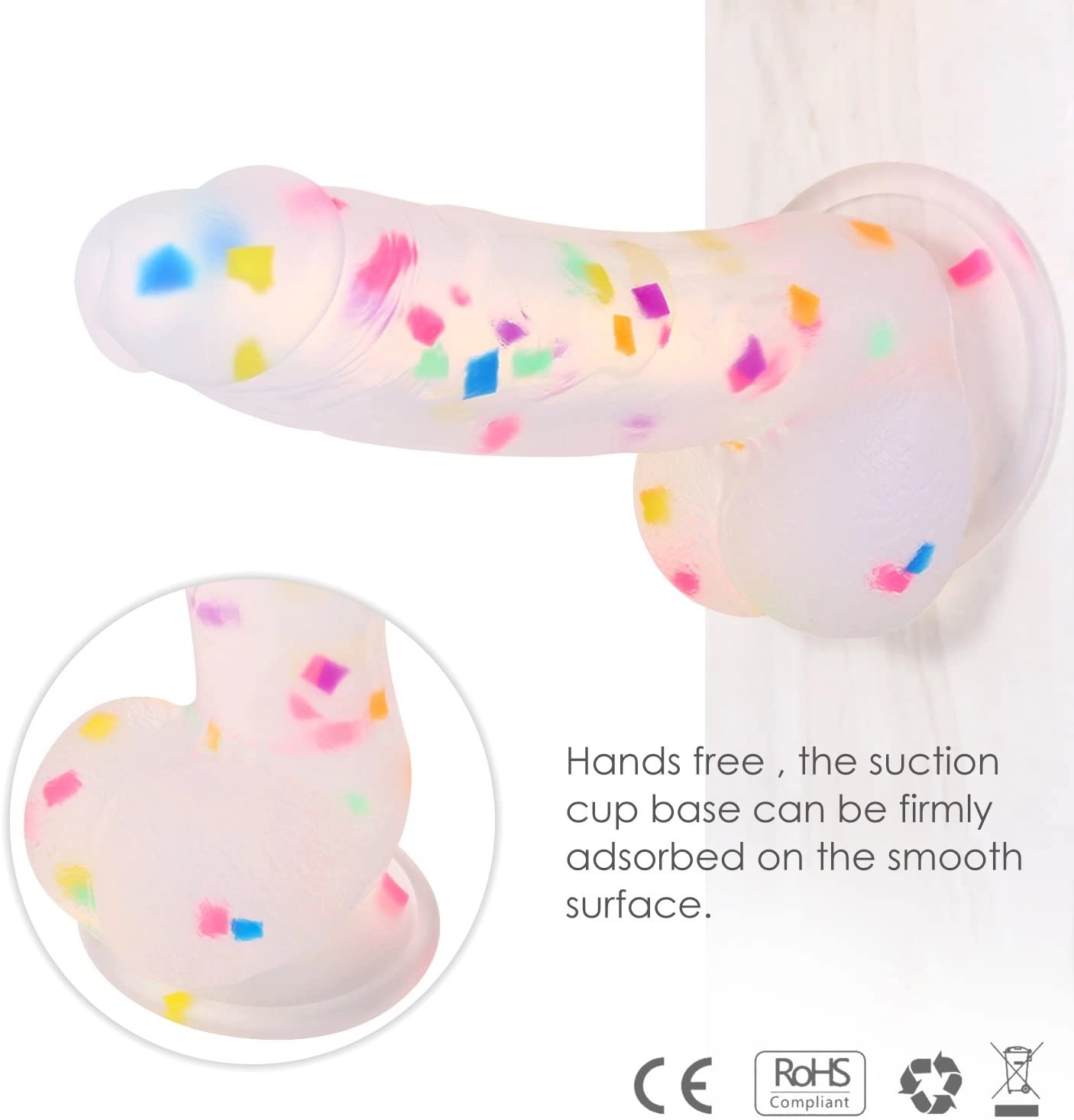7.7 Inch Colorful Liquid Realistic Suction Cup Dildo