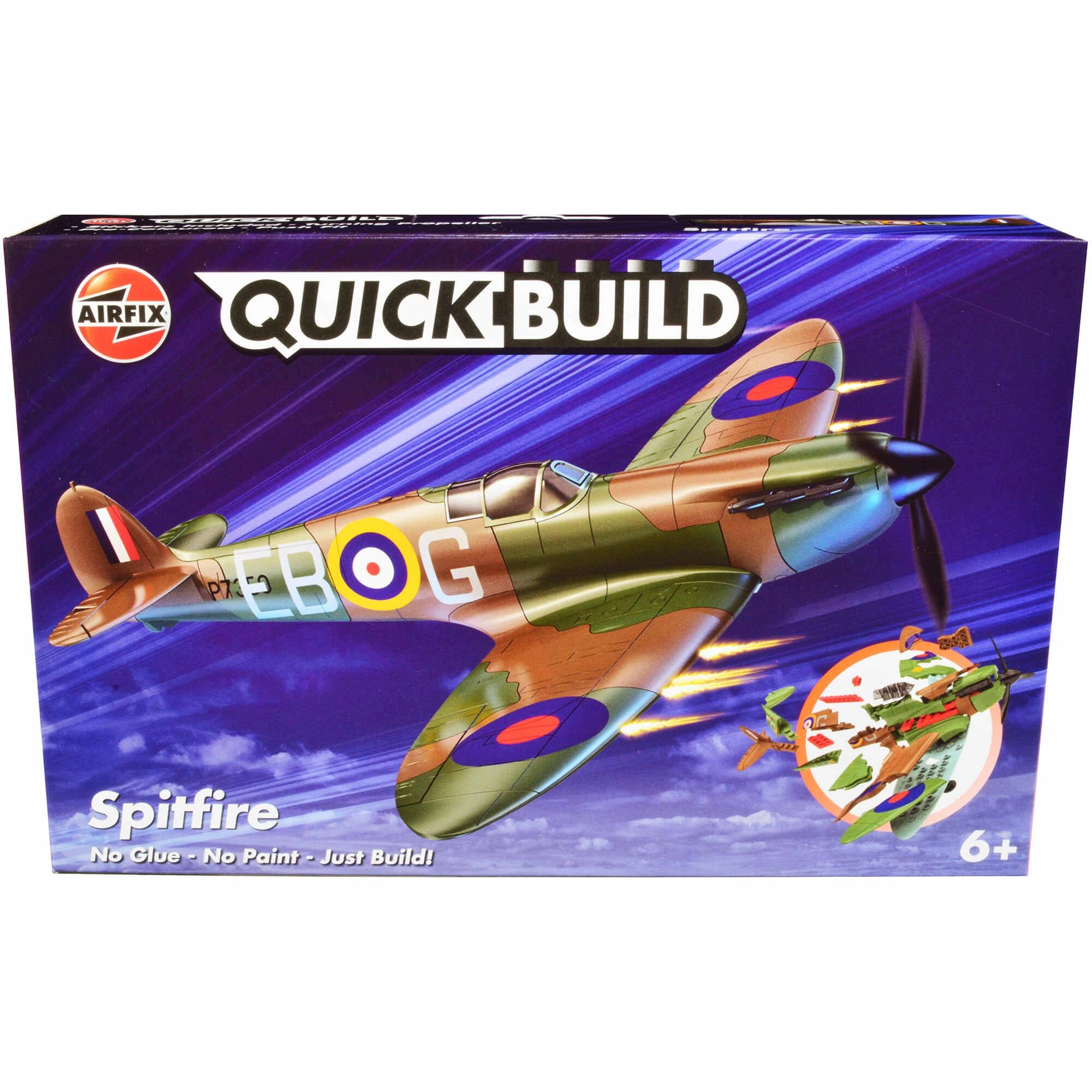 Airfix Quickbuild Skill 1 Model Airplane Kit - Spitfire Snap Together Painted