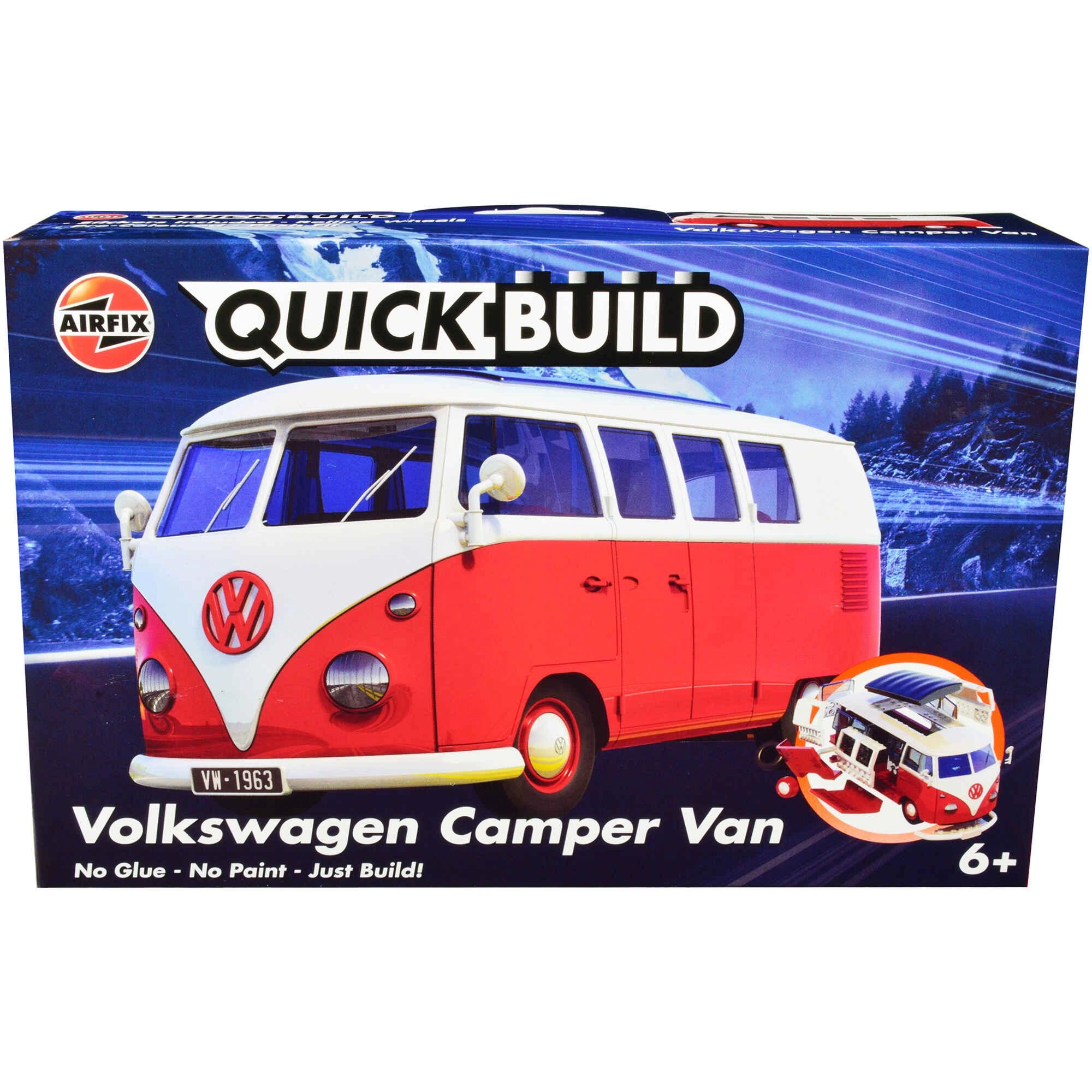 Airfix Quickbuild Skill 1 Model Kit - Volkswagen Camper Van Red Snap Together