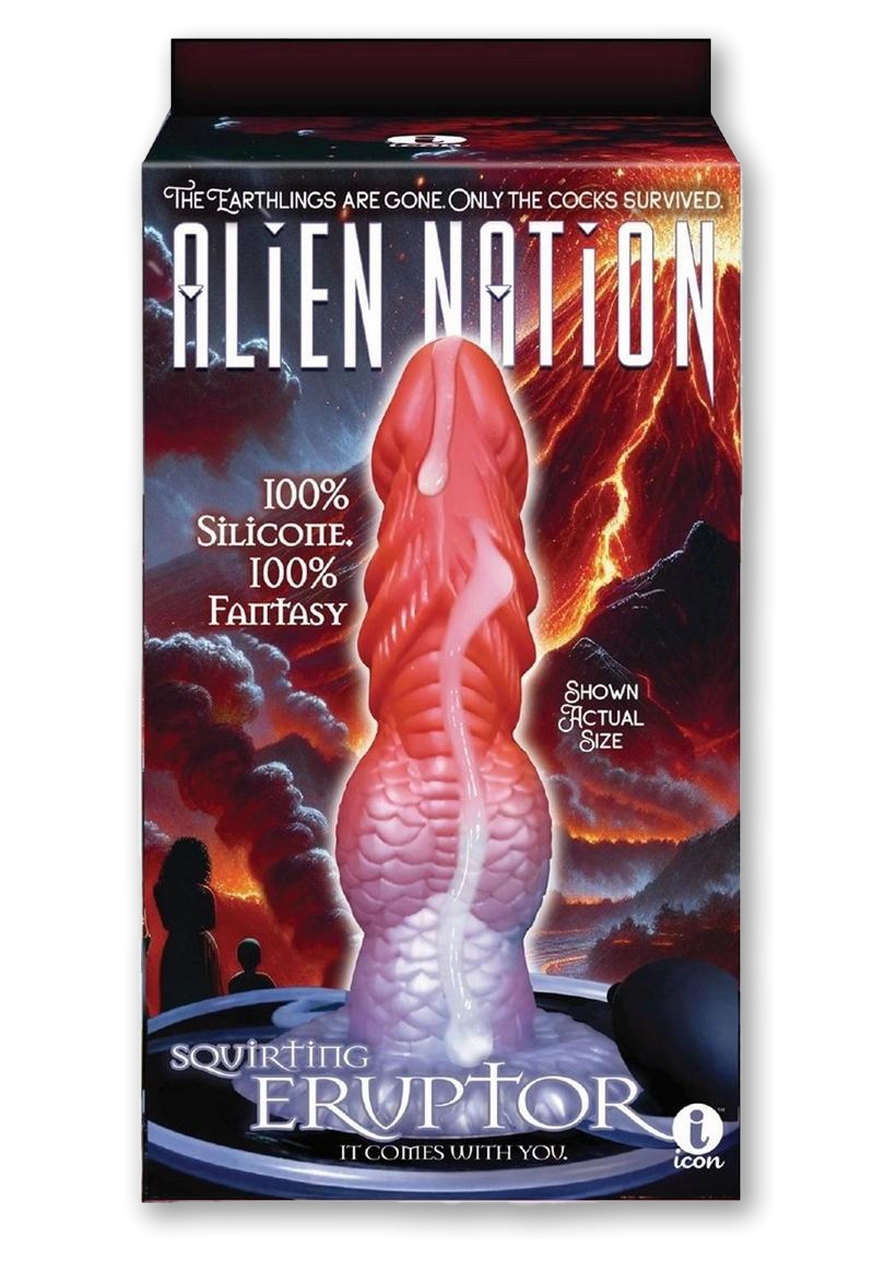 Alien Nation Eruptor Silicone Self Lubricating Dildo - Red/Silver