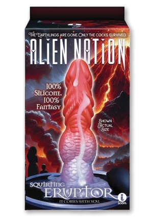 Alien Nation Eruptor Silicone Self Lubricating Dildo - Red/Silver