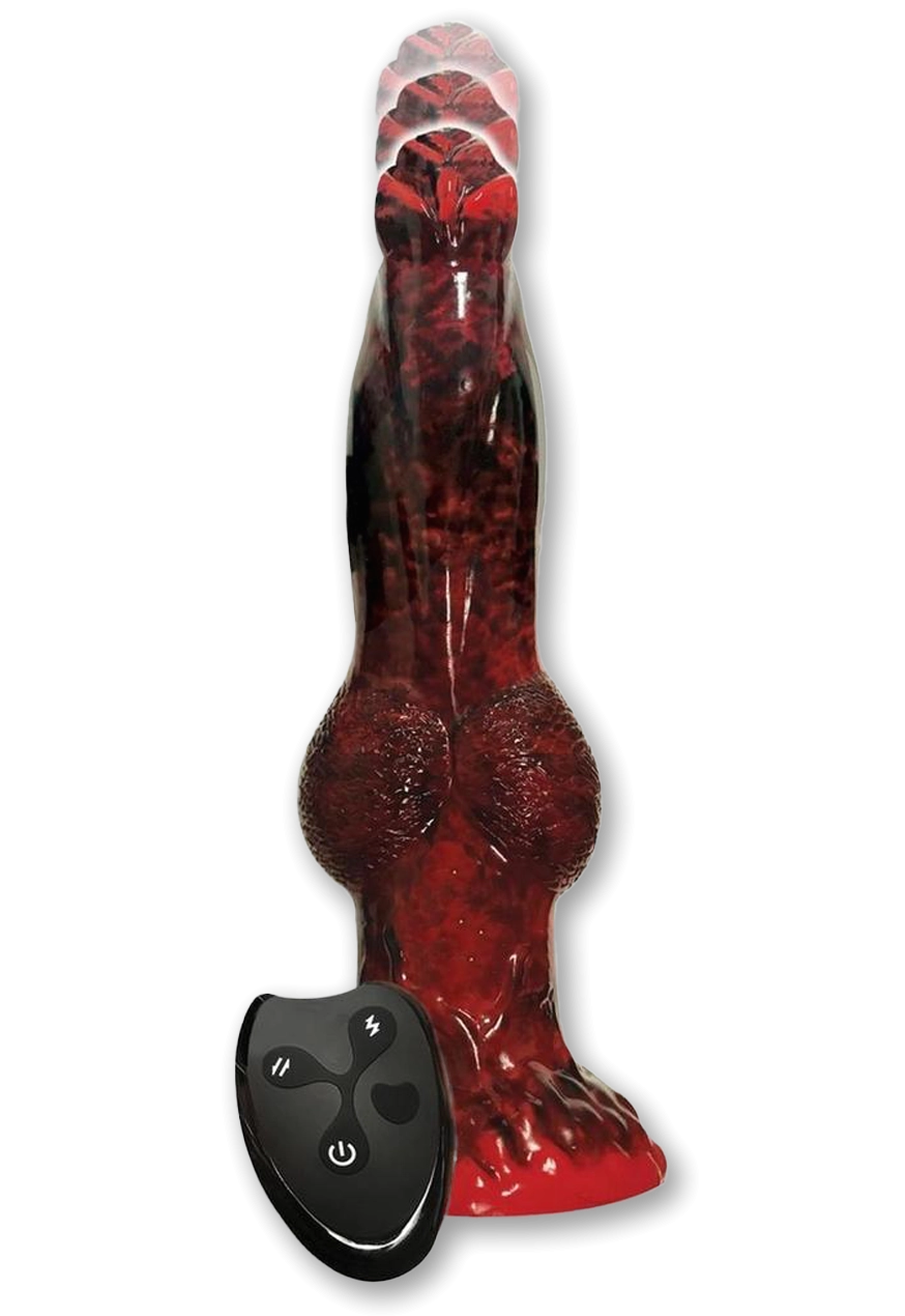 Alien Nation Fire Dragon Silicone Thrusting Dildo with Remote Control - Red/Black