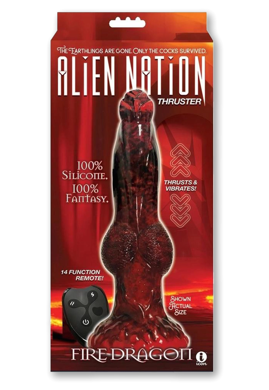 Alien Nation Fire Dragon Silicone Thrusting Dildo with Remote Control - Red/Black