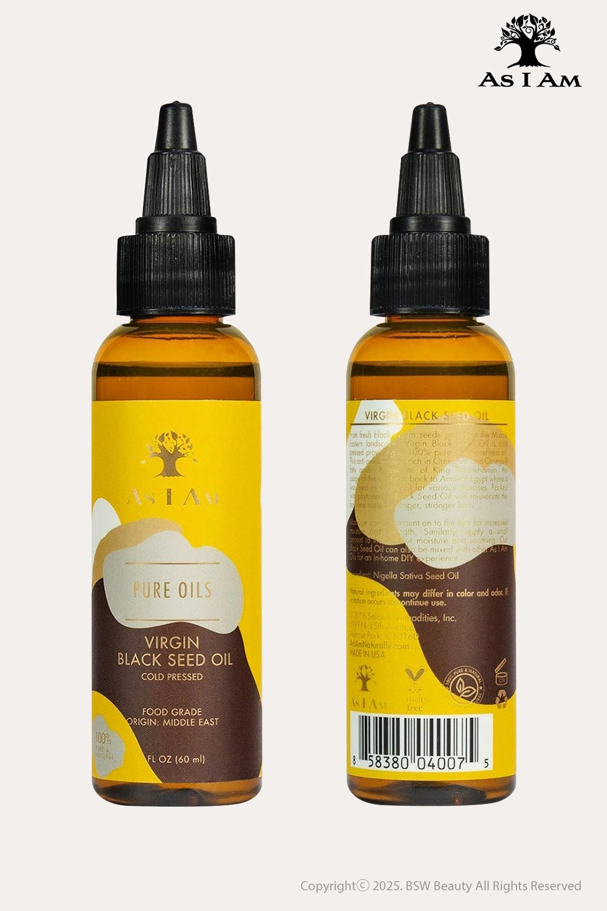 AS I AM PURE OILS VIRGIN BLACK SEED OIL 2oz