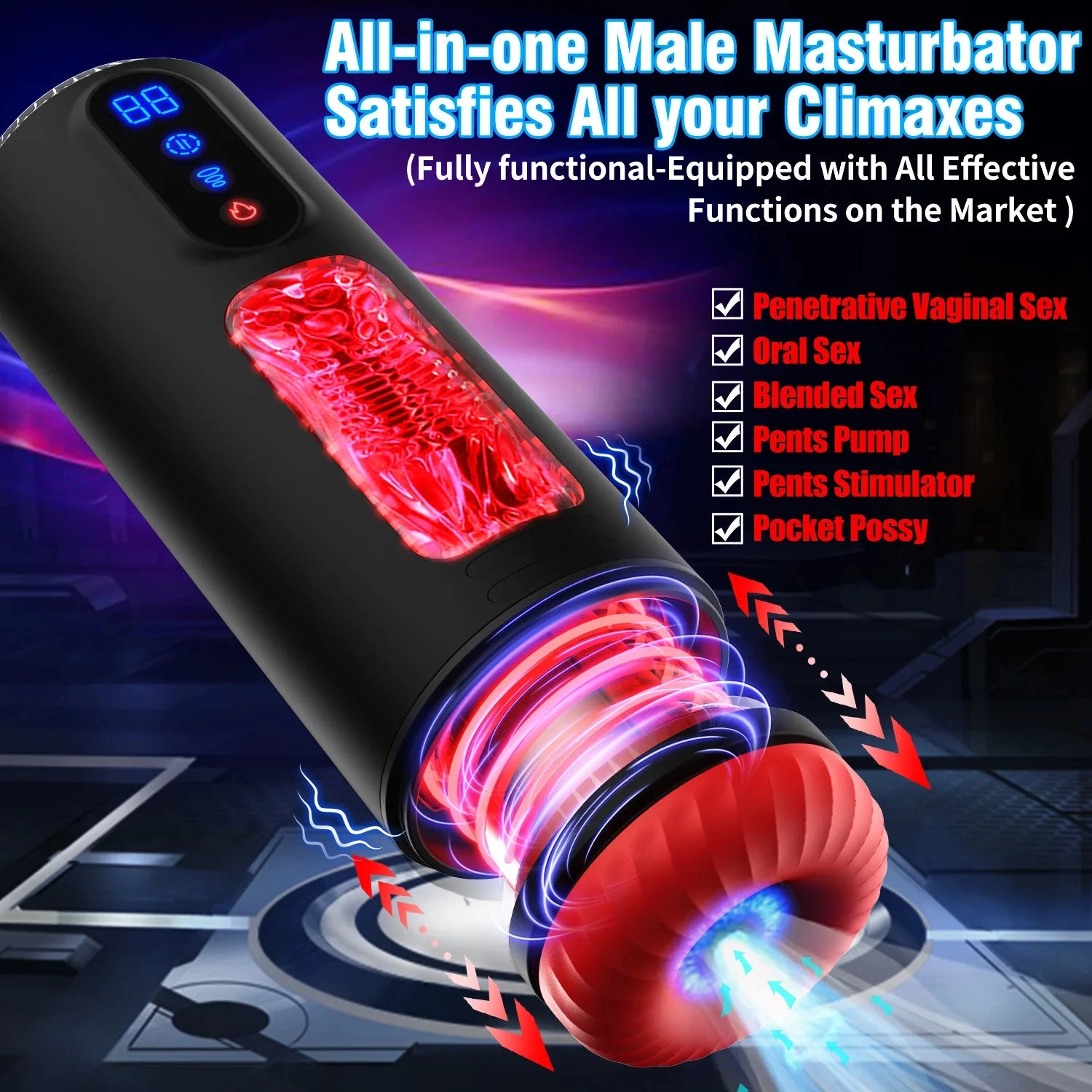Automatic Sucking Male Masturbator for Men 3D Realistic Male Sex Toys Pocket Pussy 9 Vibration Modes