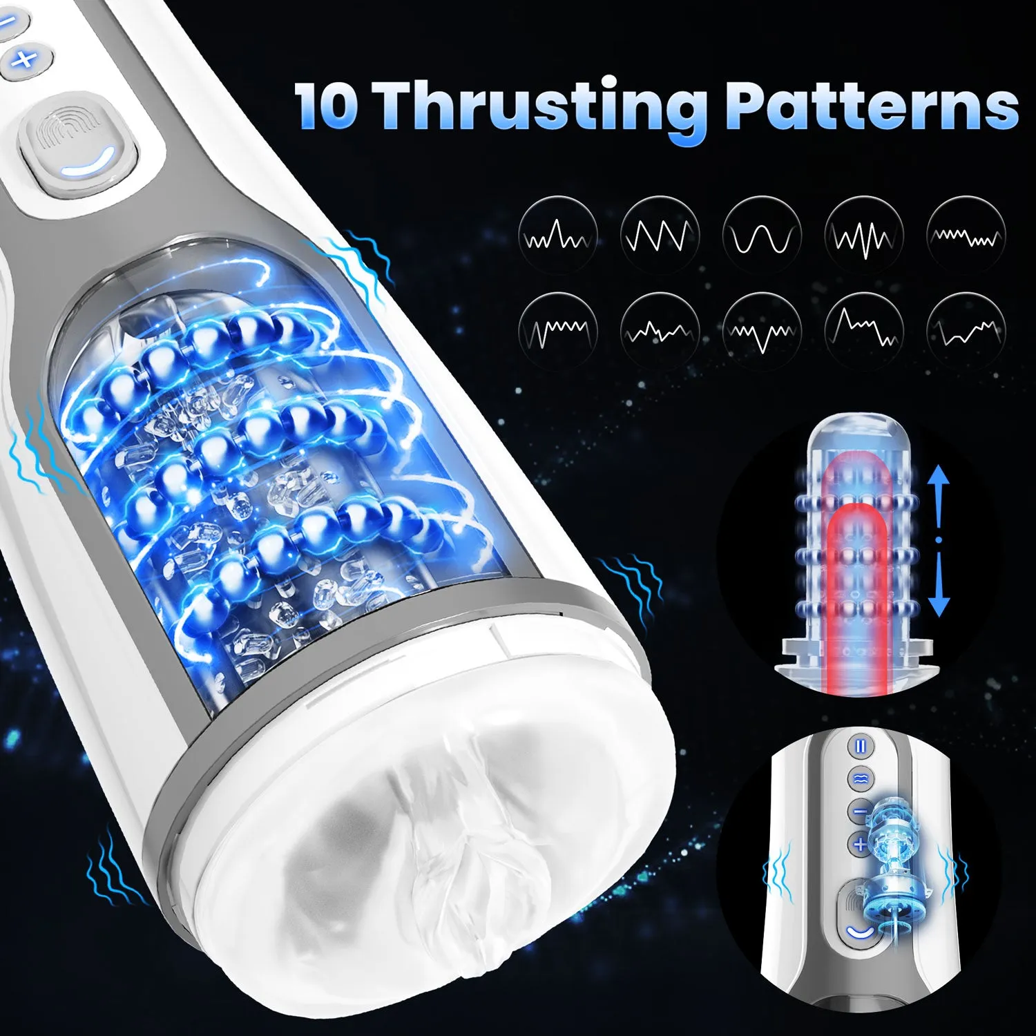 Automatic Thrusting Male Masturbator with Massaging Beads