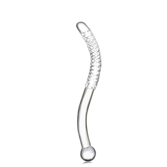 Curved Swirl Glass Double Ended Dildo | Massager