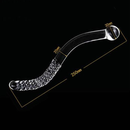 Curved Swirl Glass Double Ended Dildo | Massager