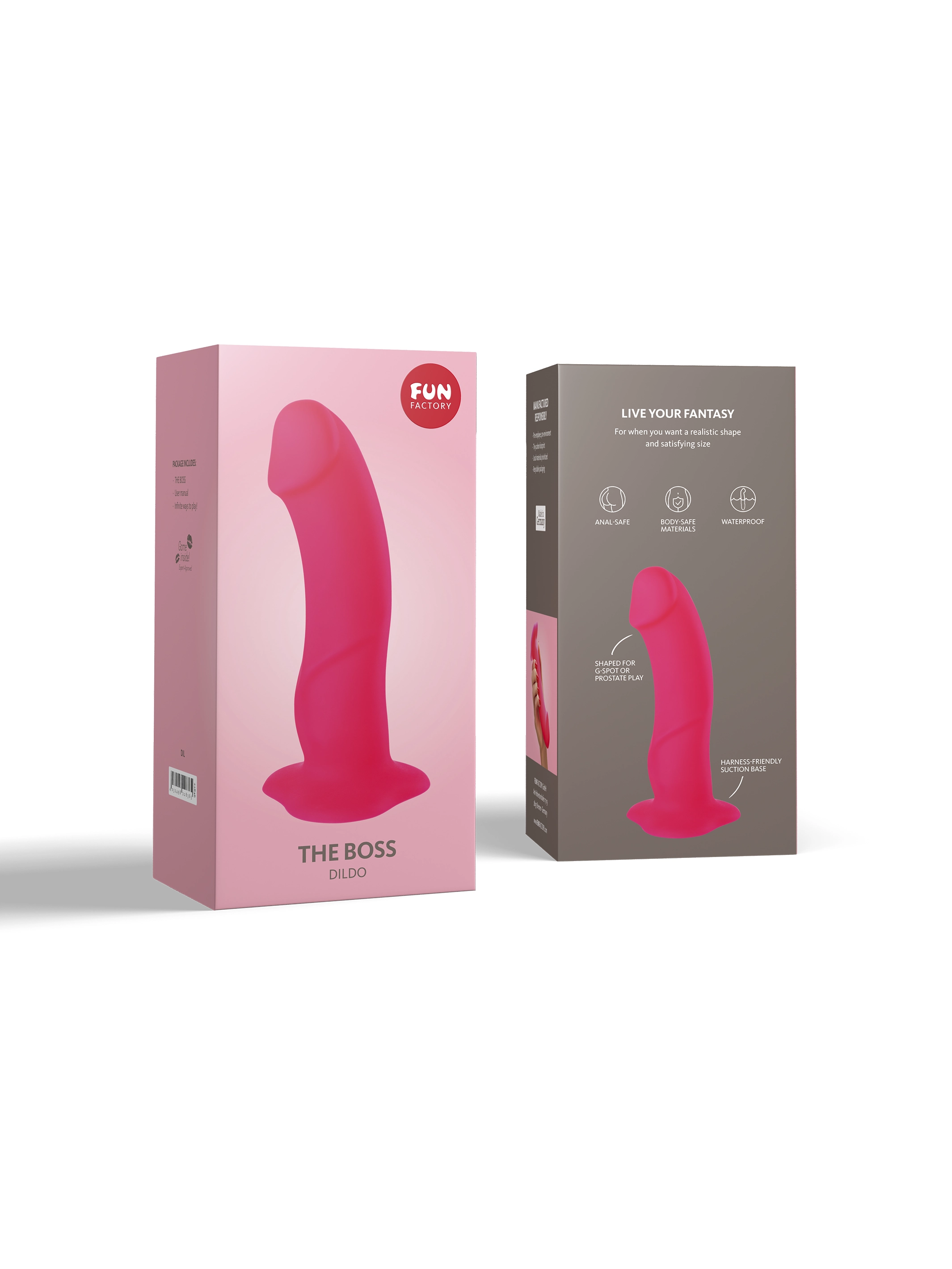 Fun Factory THE BOSS Realistic Suction Cup Dildo with free toy bag