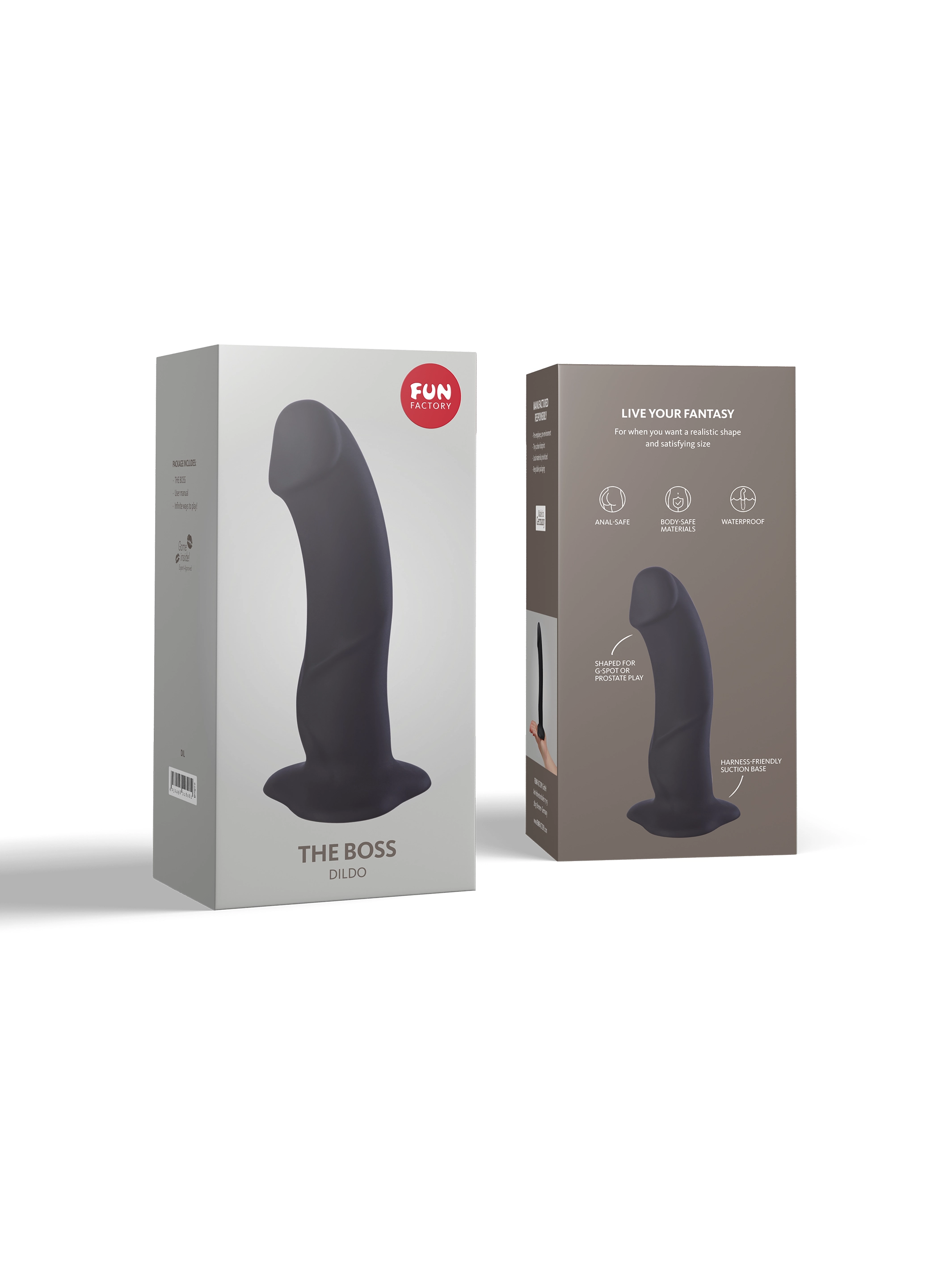 Fun Factory THE BOSS Realistic Suction Cup Dildo with free toy bag