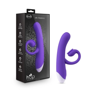 Hop By Blush® | Oh Bunny G-Spot   Clitorial   Suction Stimulation Midnight 7.75-Inch Ultrasilk Silicone Rechargeable Rabbit Vibrator