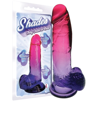 Icon Brands - Shades - Large 8 Inch Jelly TPR Gradient Dildo Pink and Plum
