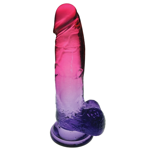 Icon Brands - Shades - Large 8 Inch Jelly TPR Gradient Dildo Pink and Plum