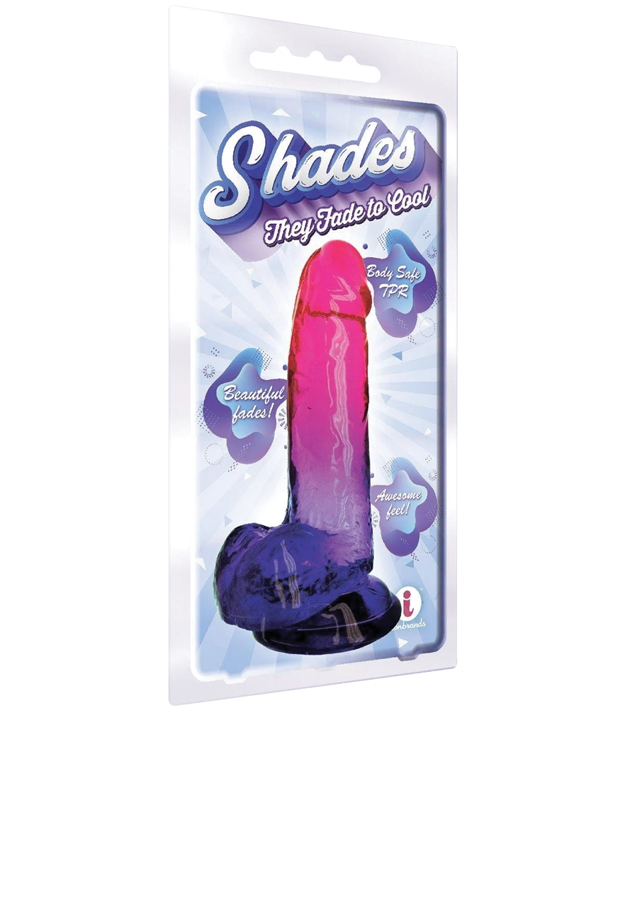 Icon Brands - Shades - Large 8 Inch Jelly TPR Gradient Dildo Pink and Plum