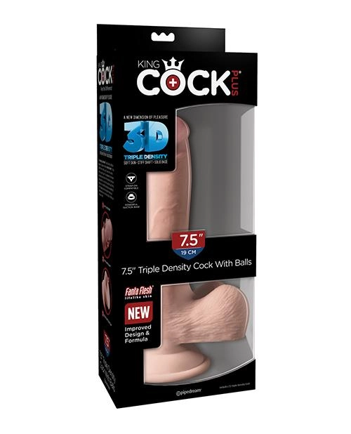 King Cock Plus Triple Density Cock W/balls Realistic Dildo 6.5, 7.5, 8 Inch