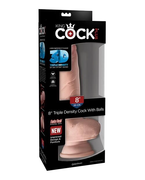 King Cock Plus Triple Density Cock W/balls Realistic Dildo 6.5, 7.5, 8 Inch