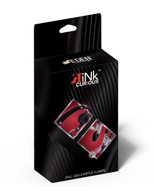 Kink curious ball gag & nipple clamps set