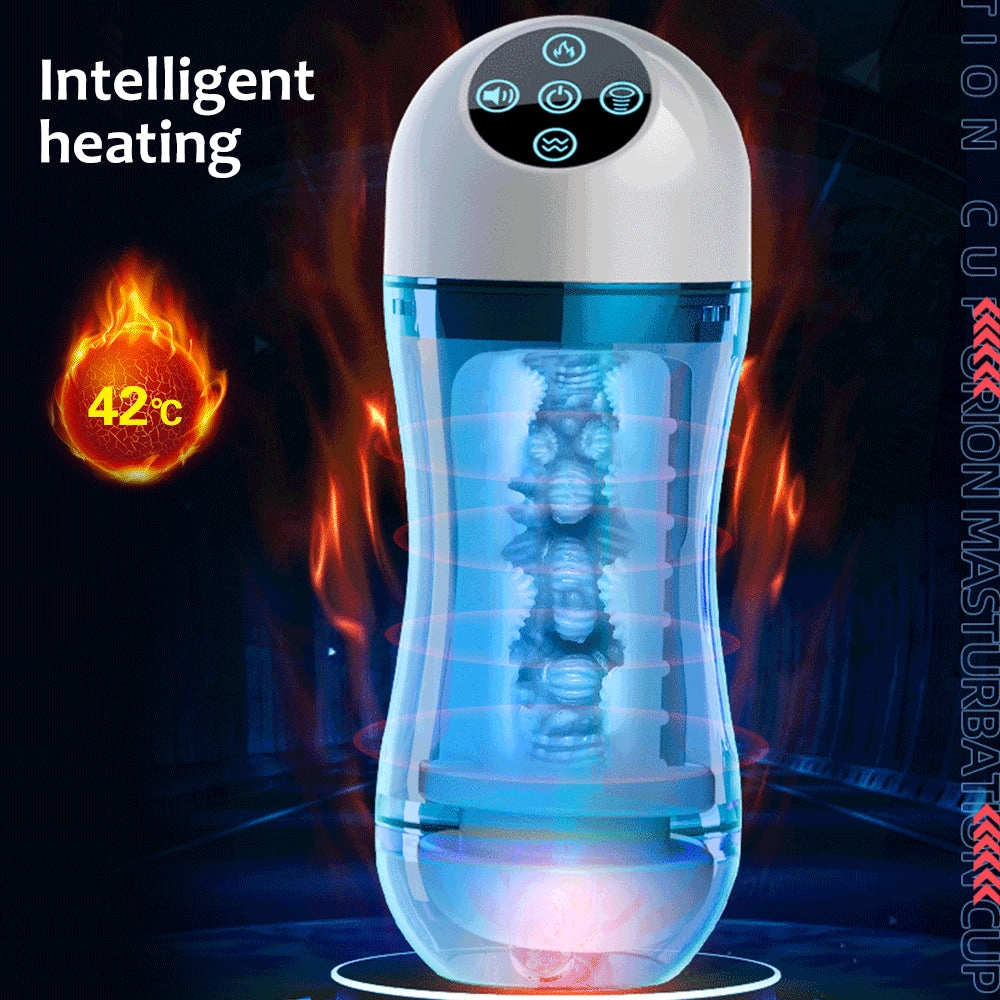 Male Masturbator Cup Automatic Vocalize Heating Sucking Oral Sex Real Vaginal Blowjob Pussy for Men