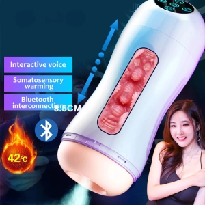 Male Masturbator Cup Automatic Vocalize Heating Sucking Oral Sex Real Vaginal Blowjob Pussy for Men
