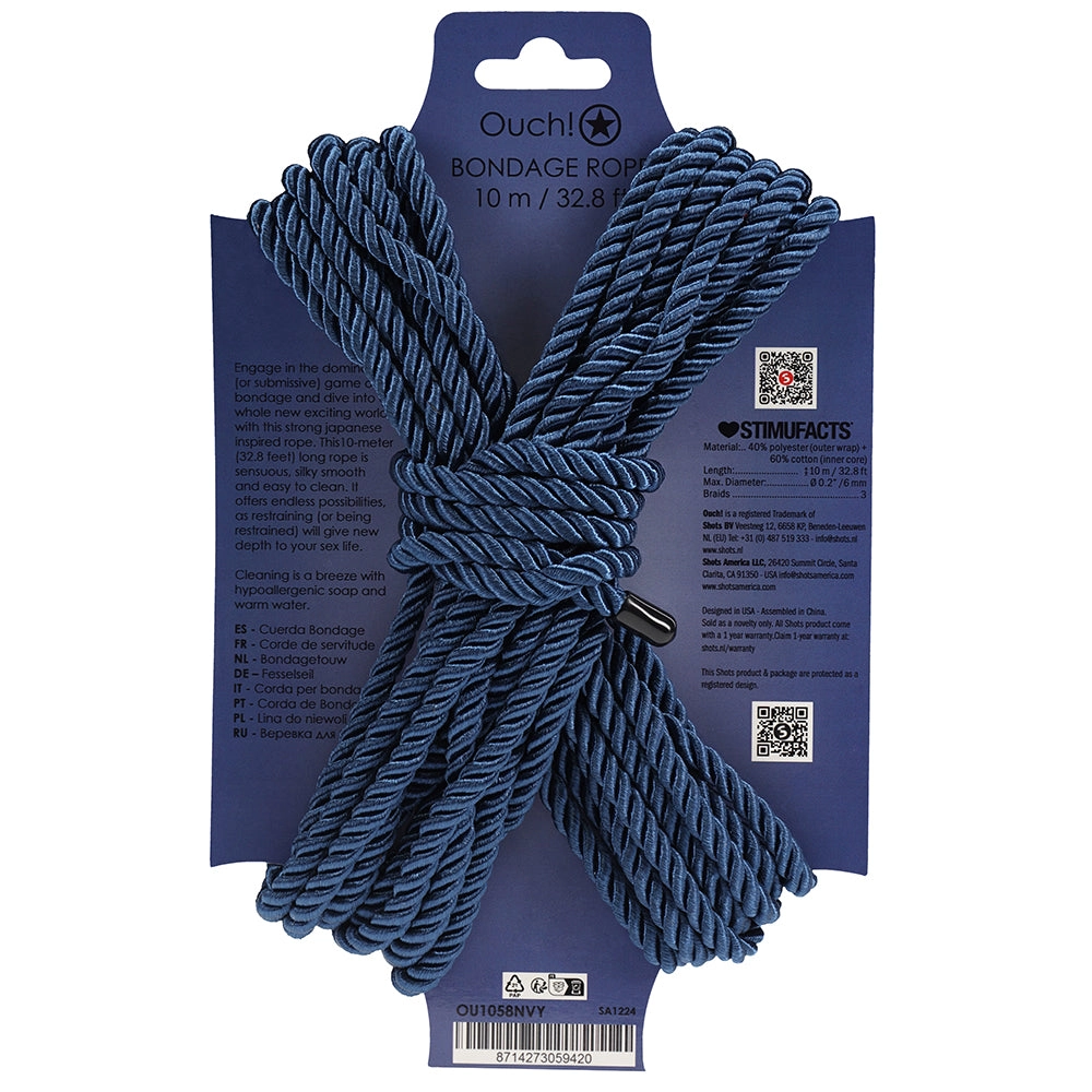 Ouch! 32.8'/10m Bondage Rope in Navy Blue