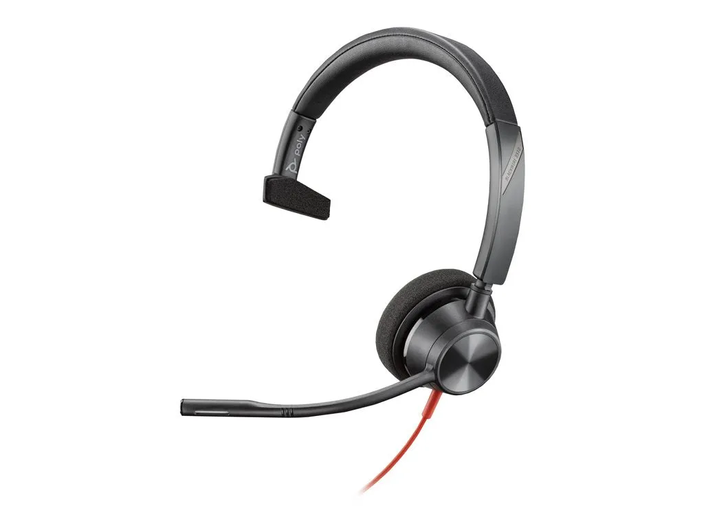 Poly Blackwire 3310 - Blackwire 3300 series - headset - on-ear - wired - USB-A - black - Certified for Microsoft Teams, UC certified 8X216AA
