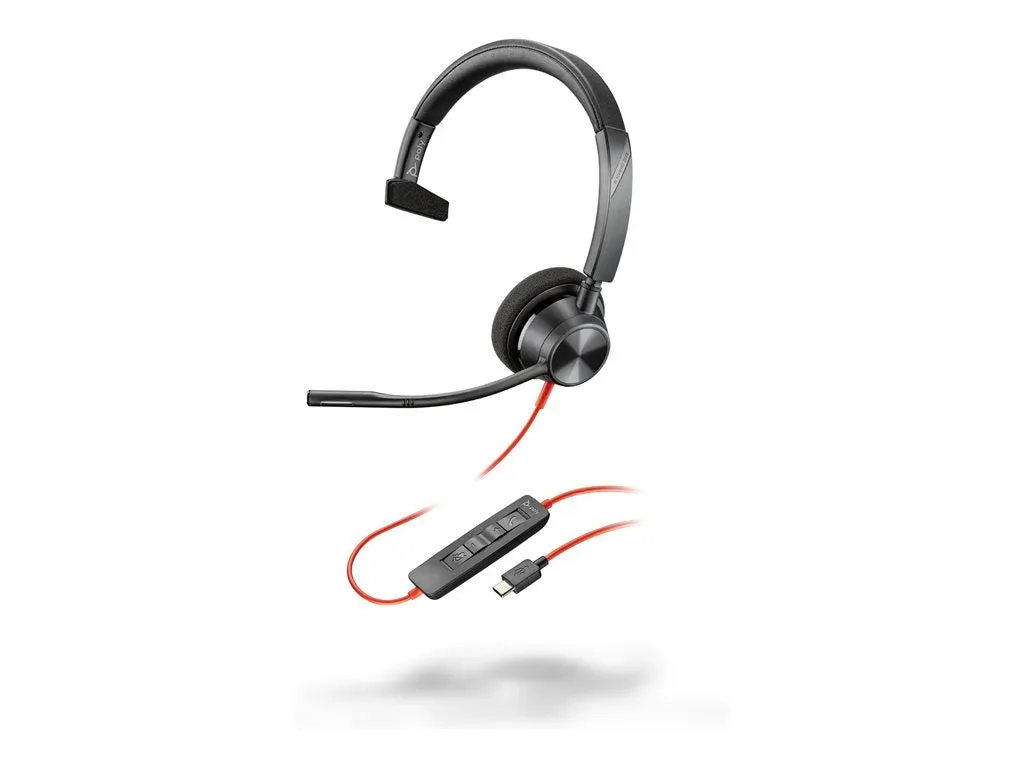 Poly Blackwire 3310 - Blackwire 3300 series - headset - on-ear - wired - USB-C - black - UC certified 8X215AA