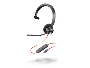 Poly Blackwire 3310 - Blackwire 3300 series - headset - on-ear - wired - USB-C - black - UC certified 8X215AA