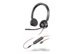 Poly Blackwire 3325 - Blackwire 3300 series - headset - on-ear - wired - 3.5 mm jack, USB-C - black - Certified for Microsoft 8M3V5AA#ABA