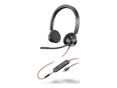 Poly Blackwire 3325 - Blackwire 3300 series - headset - on-ear - wired - 3.5 mm jack, USB-C - black - Certified for Microsoft 8M3V5AA#ABA