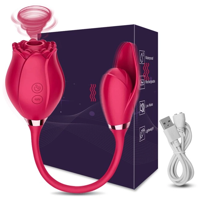 Powerful Rose Vibrator Toy Tongue Oral Licking Nipple Clit Clitoris Stimulator Sex Toys for Women