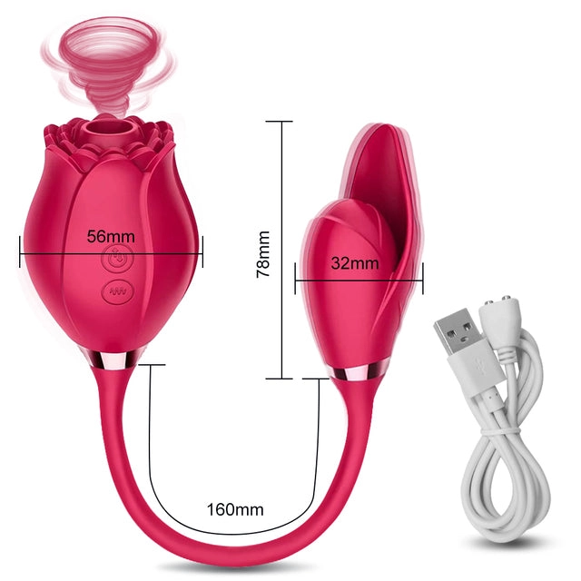 Powerful Rose Vibrator Toy Tongue Oral Licking Nipple Clit Clitoris Stimulator Sex Toys for Women