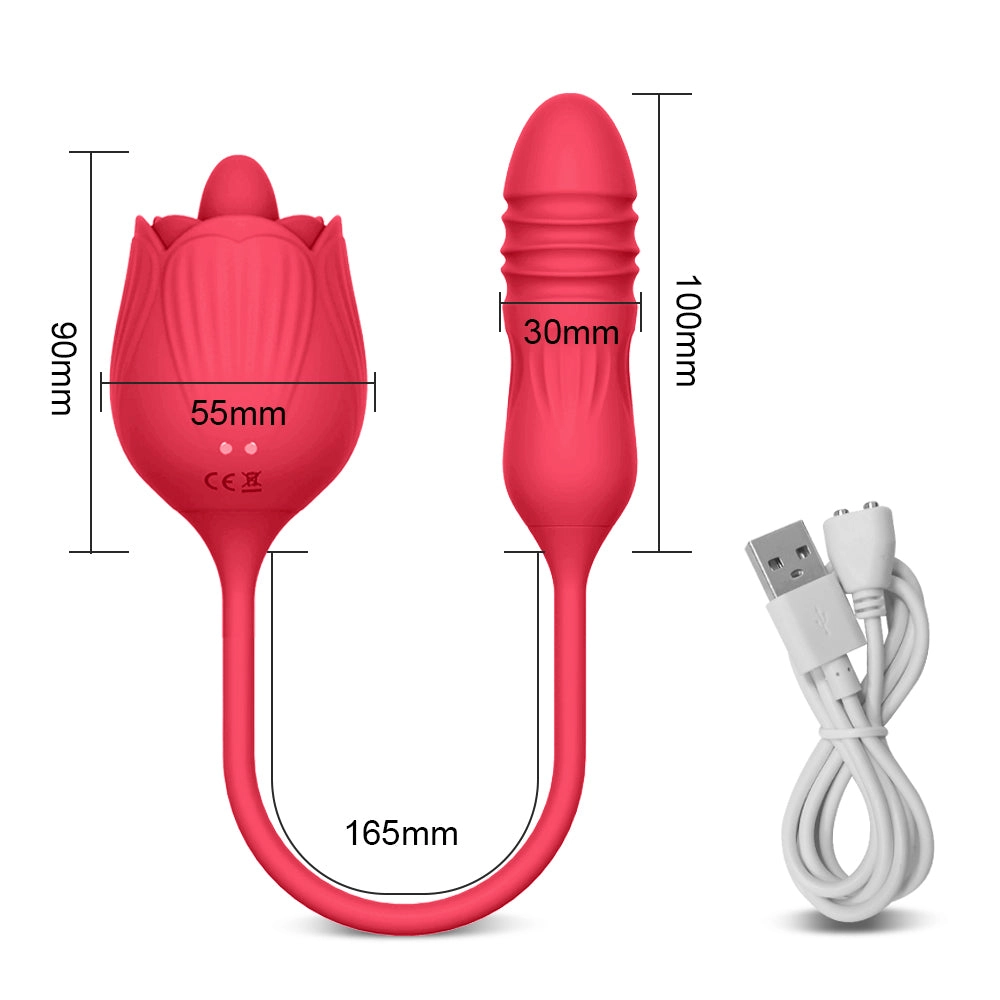 Powerful Rose Vibrator Toy Tongue Oral Licking Nipple Clit Clitoris Stimulator Sex Toys for Women