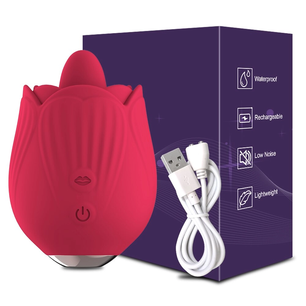 Powerful Rose Vibrator Toy Tongue Oral Licking Nipple Clit Clitoris Stimulator Sex Toys for Women