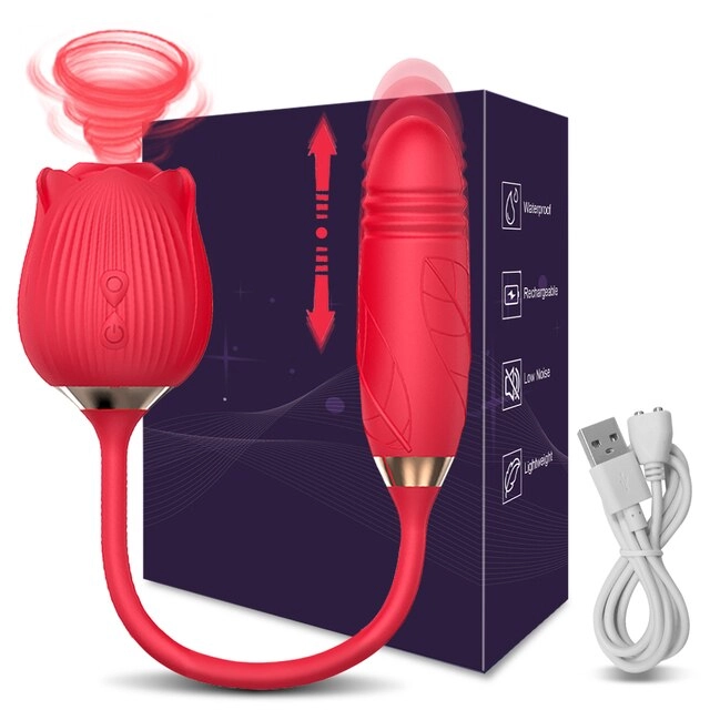 Powerful Rose Vibrator Toy Tongue Oral Licking Nipple Clit Clitoris Stimulator Sex Toys for Women