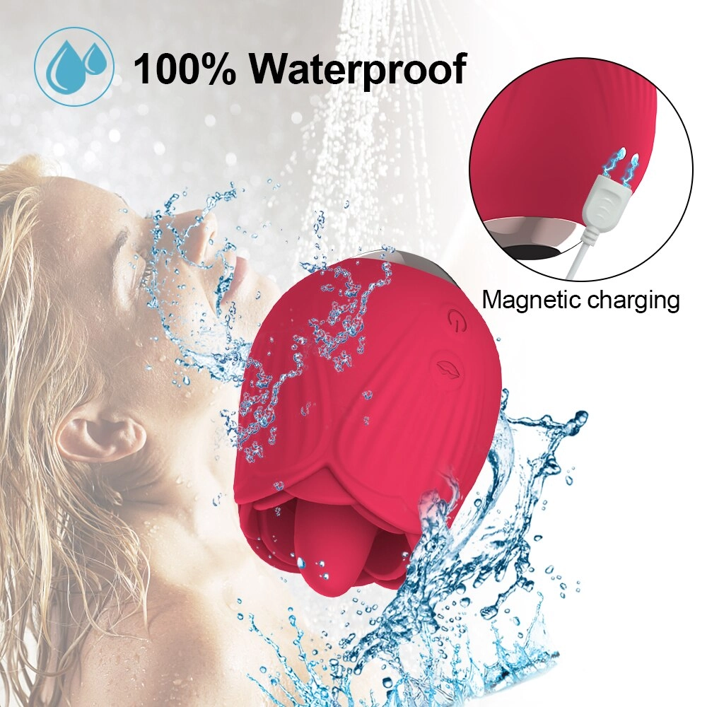Powerful Rose Vibrator Toy Tongue Oral Licking Nipple Clit Clitoris Stimulator Sex Toys for Women