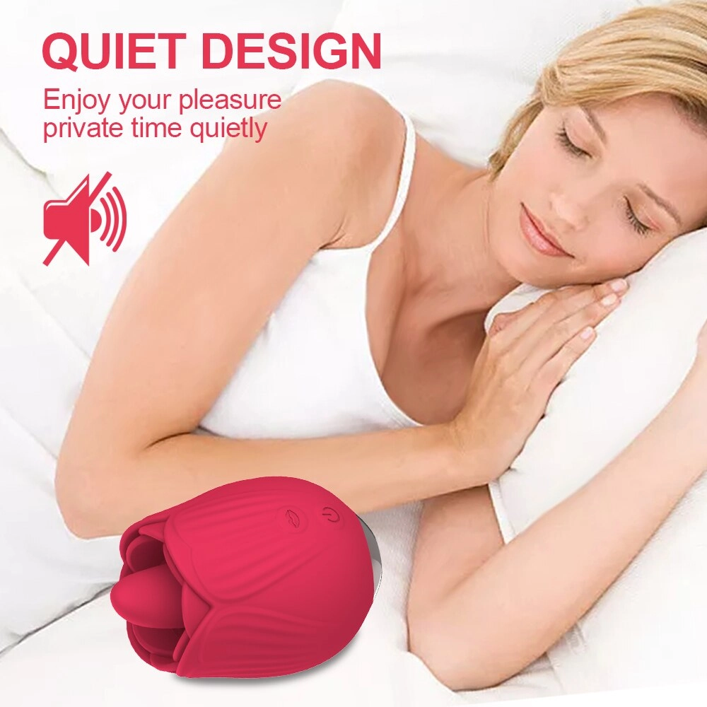 Powerful Rose Vibrator Toy Tongue Oral Licking Nipple Clit Clitoris Stimulator Sex Toys for Women