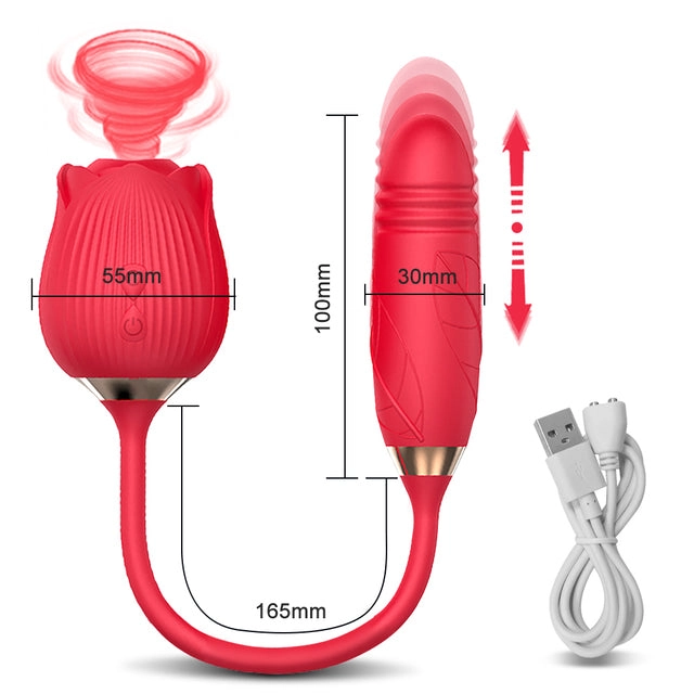 Powerful Rose Vibrator Toy Tongue Oral Licking Nipple Clit Clitoris Stimulator Sex Toys for Women