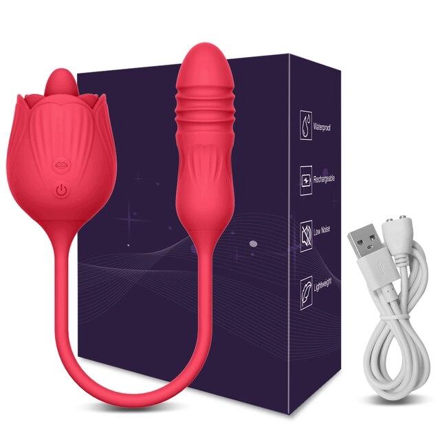Powerful Rose Vibrator Toy Tongue Oral Licking Nipple Clit Clitoris Stimulator Sex Toys for Women