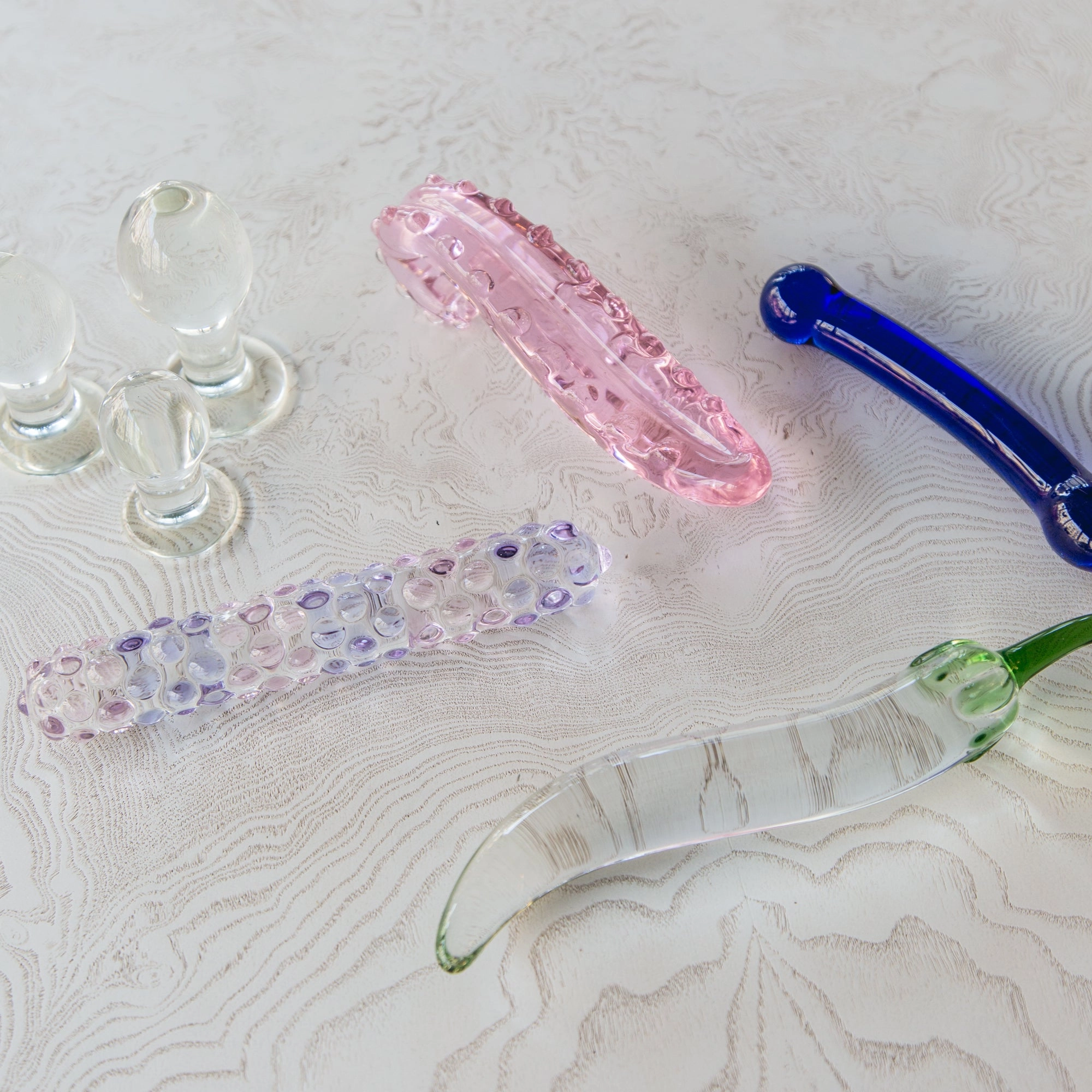 Purple Rose Nubby Glass Dildo