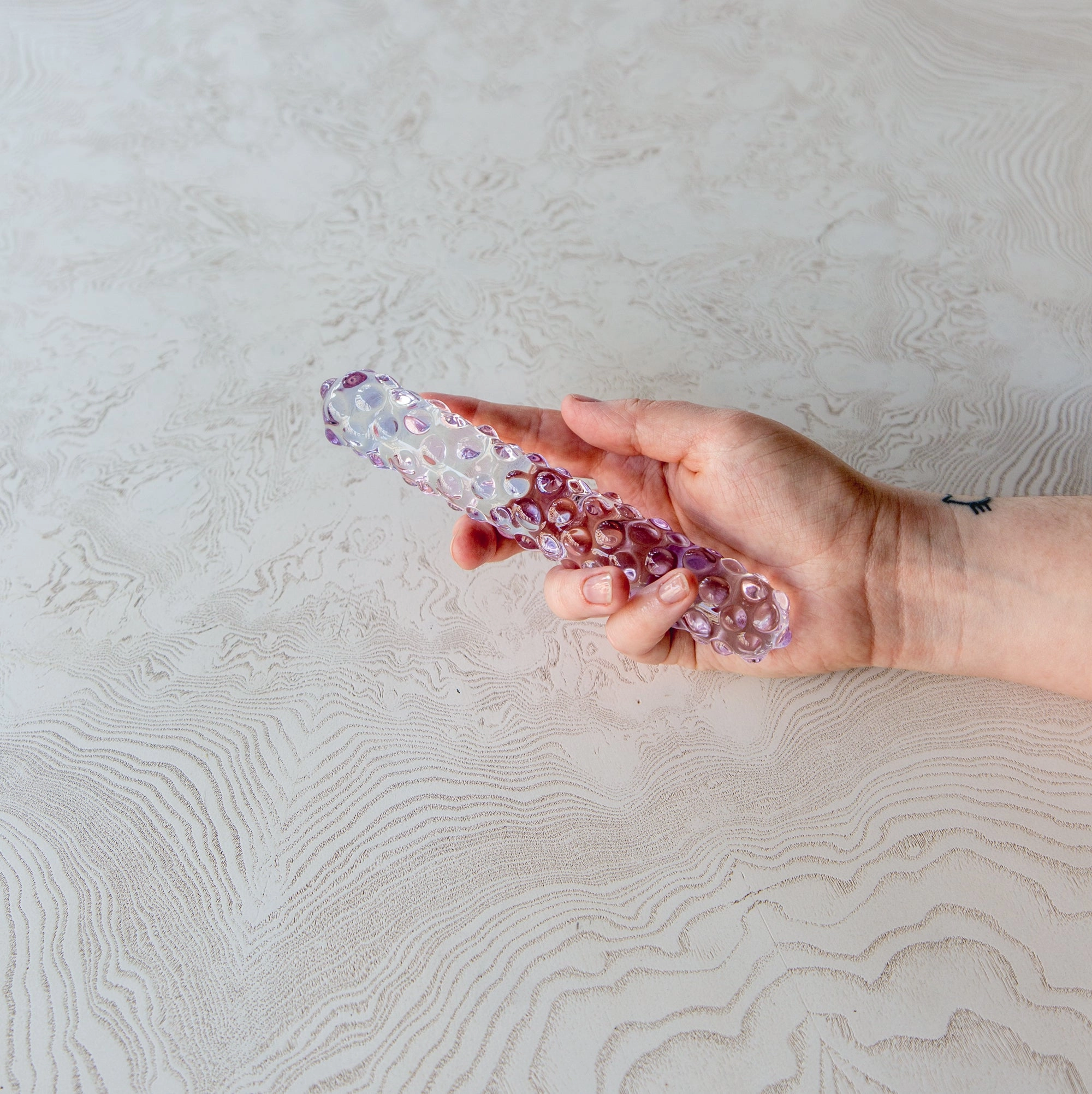 Purple Rose Nubby Glass Dildo