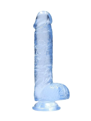 Real Rock Crystal Clear 6 Dildo with Balls Blue