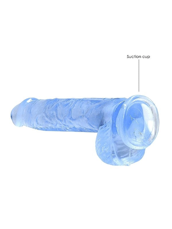 Real Rock Crystal Clear 6 Dildo with Balls Blue