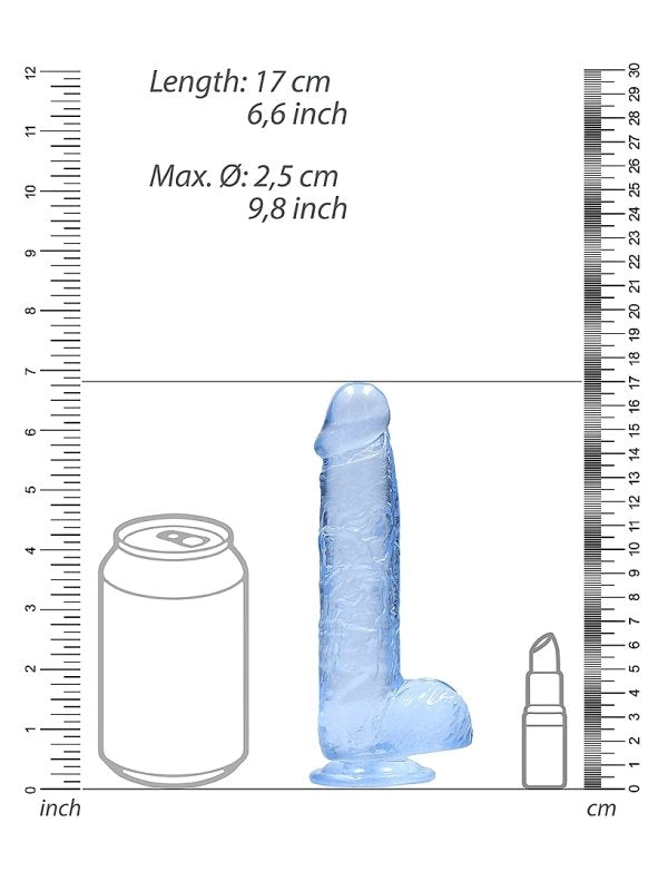 Real Rock Crystal Clear 6 Dildo with Balls Blue