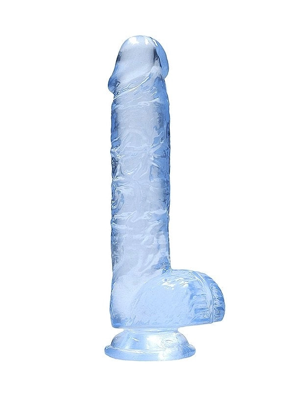 Real Rock Crystal Clear 6 Dildo with Balls Blue