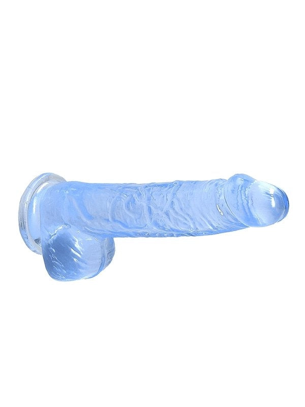 Real Rock Crystal Clear 6 Dildo with Balls Blue