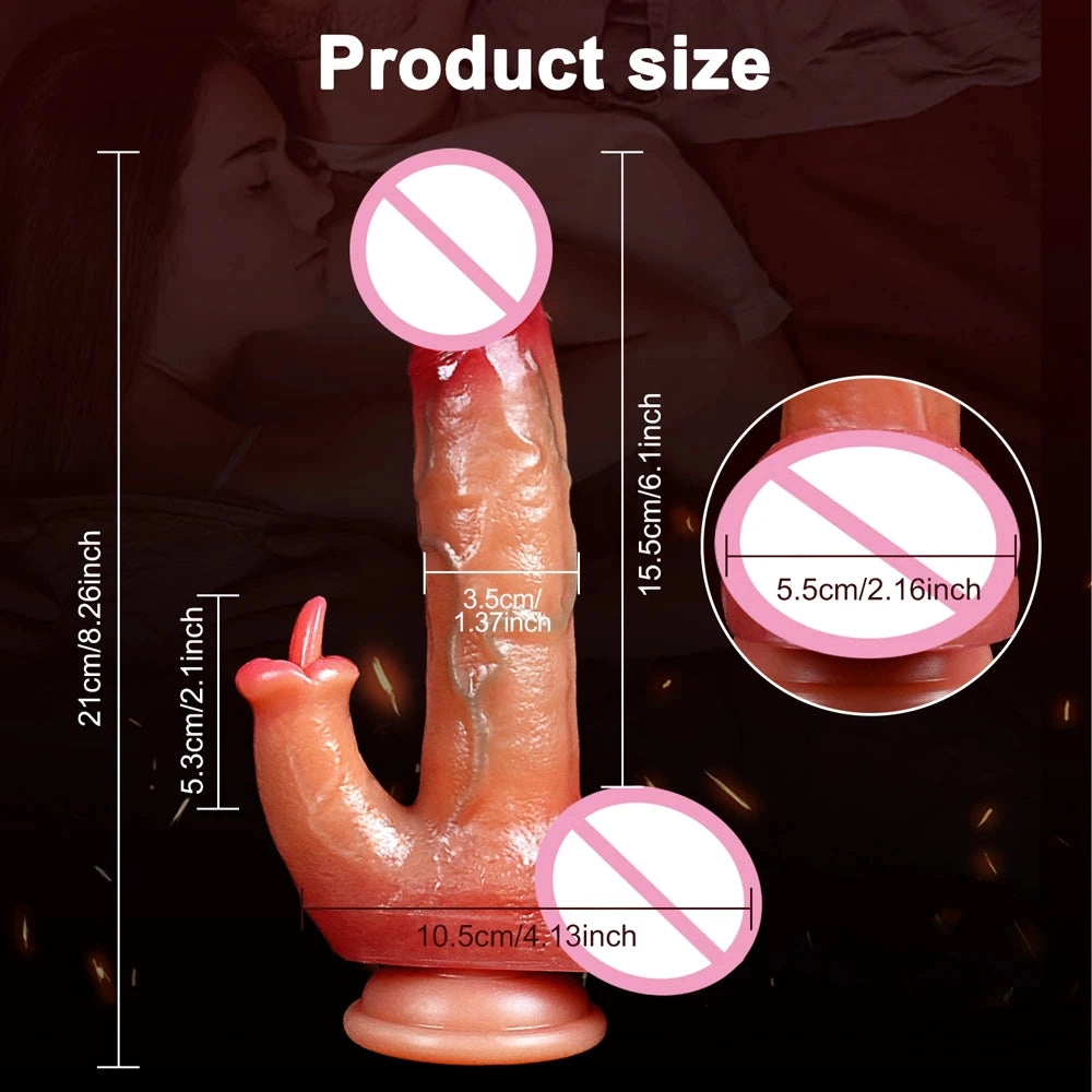 Realistic Penis Dildo Heated Telescoping Swinging 3 in 1