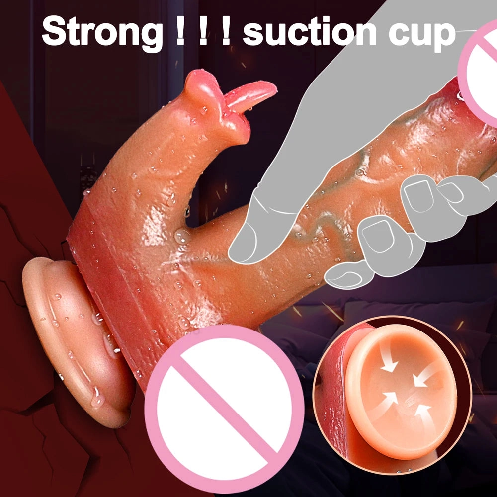 Realistic Penis Dildo Heated Telescoping Swinging 3 in 1